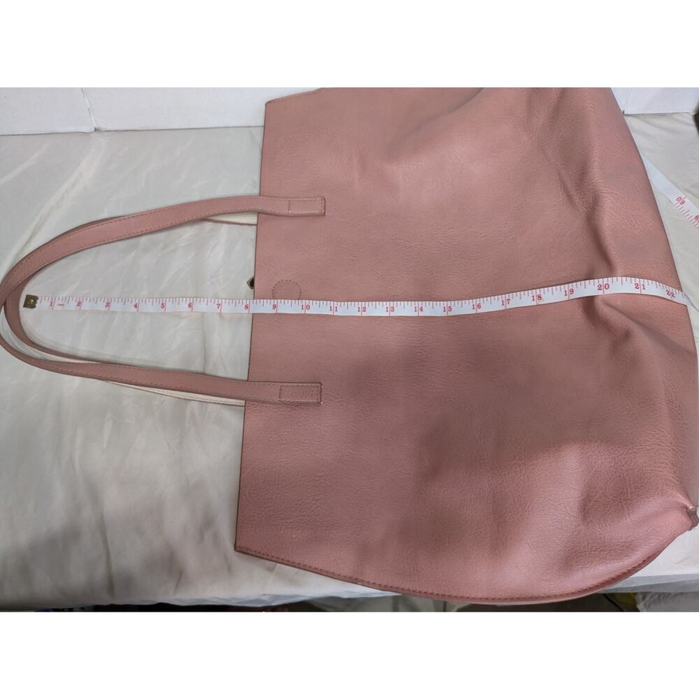 G. H. Bass & Co. White &‎ Pink Elephant Tote Bag Purse Faux Leather Boho Aztec - Picture 6 of 7